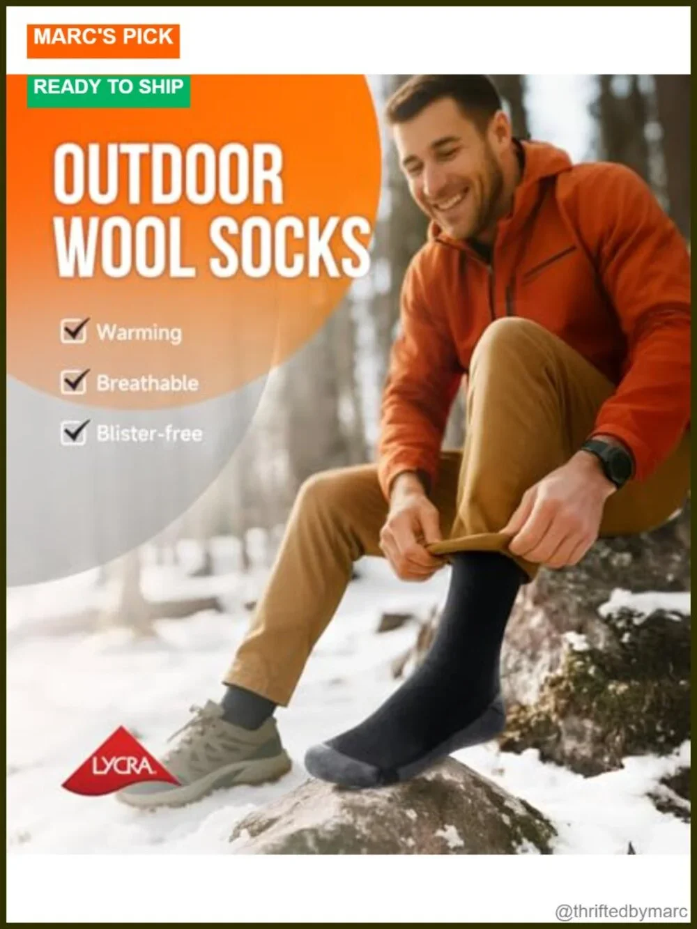 Merino Wool Hiking Socks for Men Women 3 Pair Lightweight Breathable Seamless